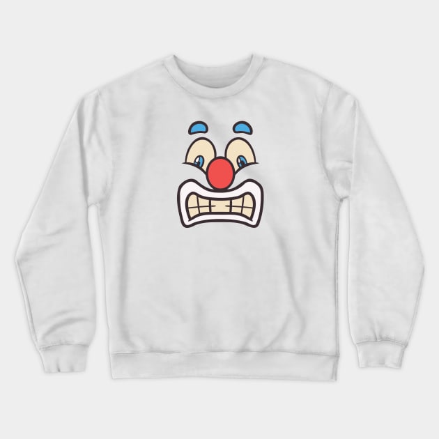 Funny Clown Face Cartoon Illustration Crewneck Sweatshirt by unlesssla